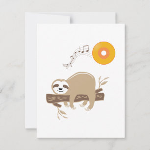 Carte Sloth Dormir sur Musique Vinyl Record Soleil