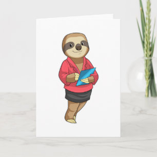 Carte Sloth en tant que secrétaire avec Bloc-notes