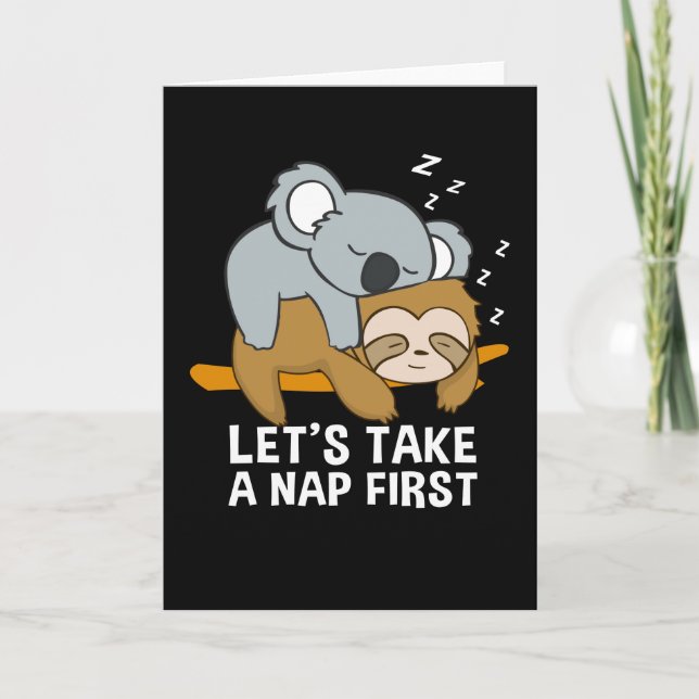 Carte Sloth Koala Dormir Tard Riser Cute (Devant)