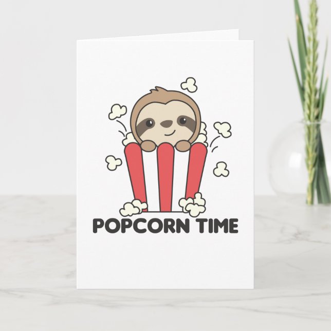 Carte Sloth Popcorn Time Animaux Amusants En Restauratio (Devant)
