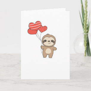 Carte Sloth pour la Saint-Valentin de mignons animaux av