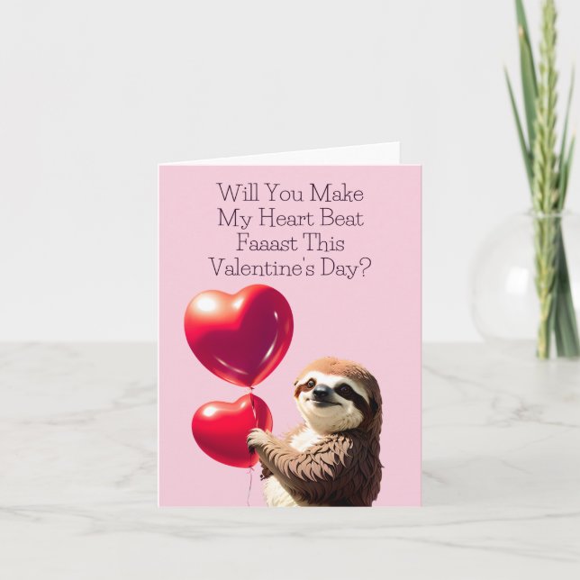 Carte Sloth Valentine's Day - Drôle et mignon (Devant)