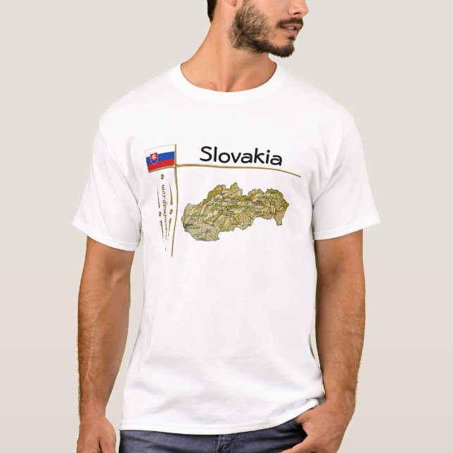 Carte Slovaquie + Drapeau + Titre T-shirt (Devant)