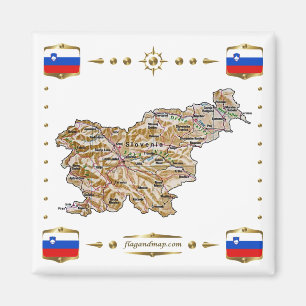 Carte Slovénie + Magnet des drapeaux