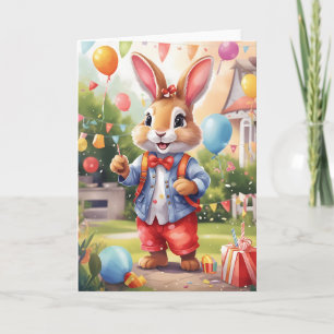 Carte Smart bunny, fête en plein air dans le jardin   Ca
