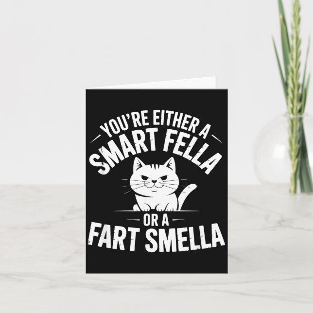 Carte Smella Cat Smart Fart Humor Spoonerism Fella Fun (Devant)