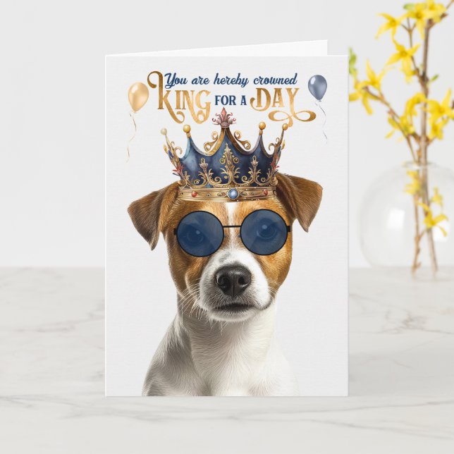 Carte Smooth Jack Russell King for Day Funny Birthday (Fleur jaune)