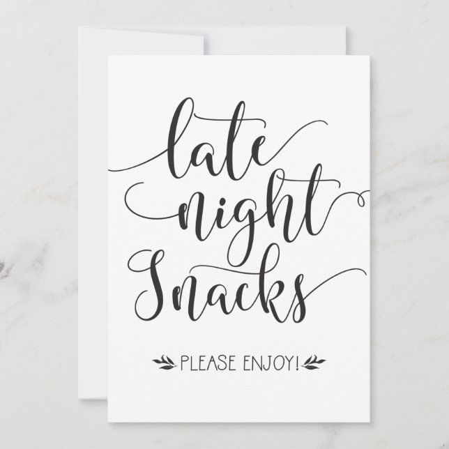 Carte Snacks de fin de nuit Symbole préféré (Devant)
