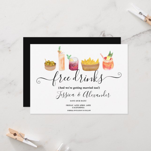 Carte Snacks modernes cocktails aquarelle enregistrer la (Devant/Arrière en situation)