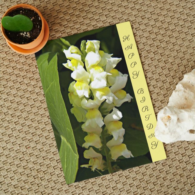 Carte Snapdragons Jaunes Anniversaire Floral (In Situ)