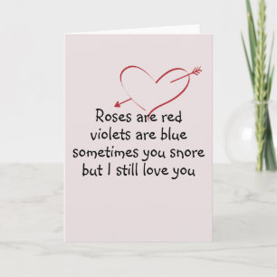 Carte Snore Humour drôle Anniversaire Saint-Valentin