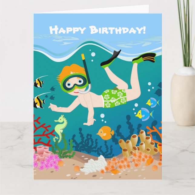 Carte Snorkeling garçon sous la mer (Devant)