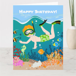Carte Snorkeling garçon sous la mer