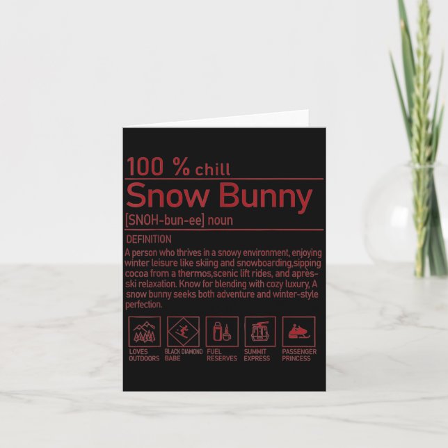 Carte Snow Bunny Definition Funny Trendy Winter Skiing C (Devant)
