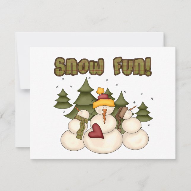 Carte Snow Fun Deux T-shirts et cadeaux (Devant)
