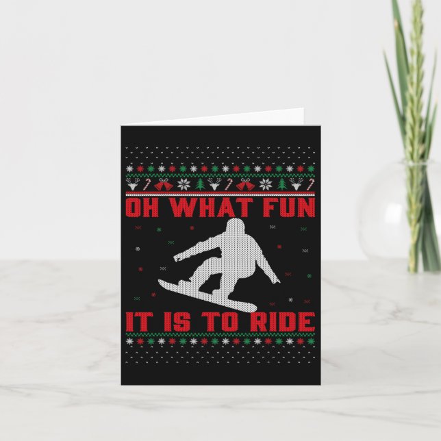 Carte Snowboard Oh Quel Amusant Il Est De Circuler Noël  (Devant)