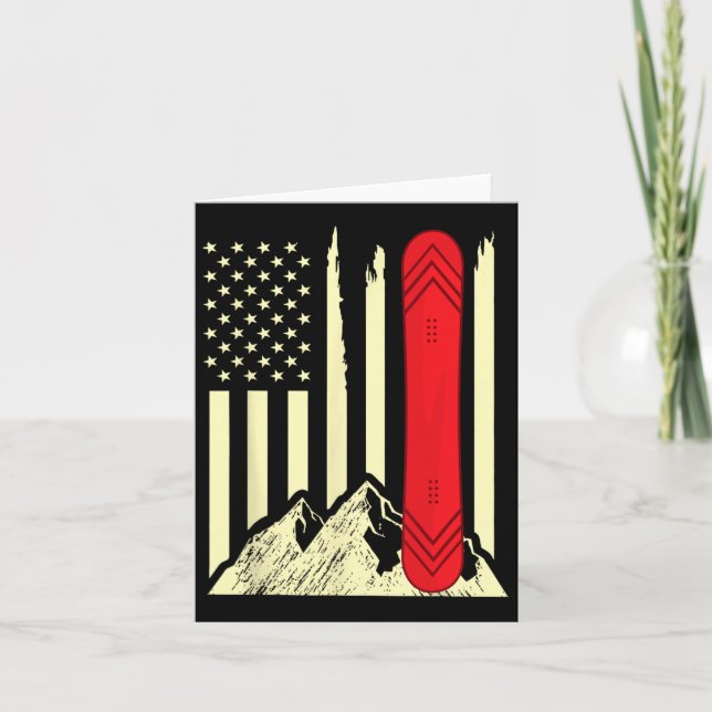 Carte Snowboard Ski Snowboard Drapeau américain Snowbo (Devant)