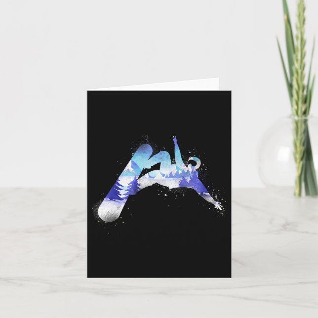 Carte Snowboard Snowboard Montagne Vintage (Devant)