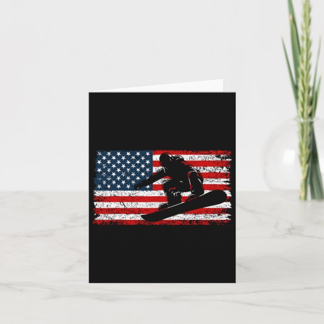 Carte Snowboard Snowboard Patriotique Vintage américaine (Devant)