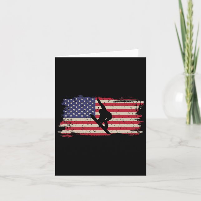 Carte Snowboard Snowboard Patriotique Vintage américaine (Devant)