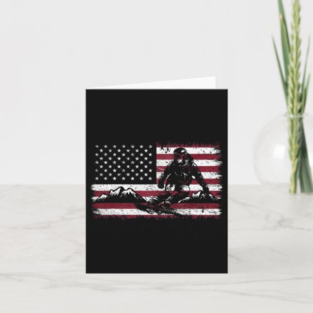 Carte Snowboard Snowboard Patriotique Vintage américaine (Devant)