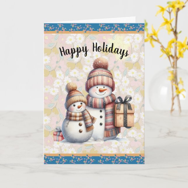 Carte Snowman avec forfaits (Fleur jaune)