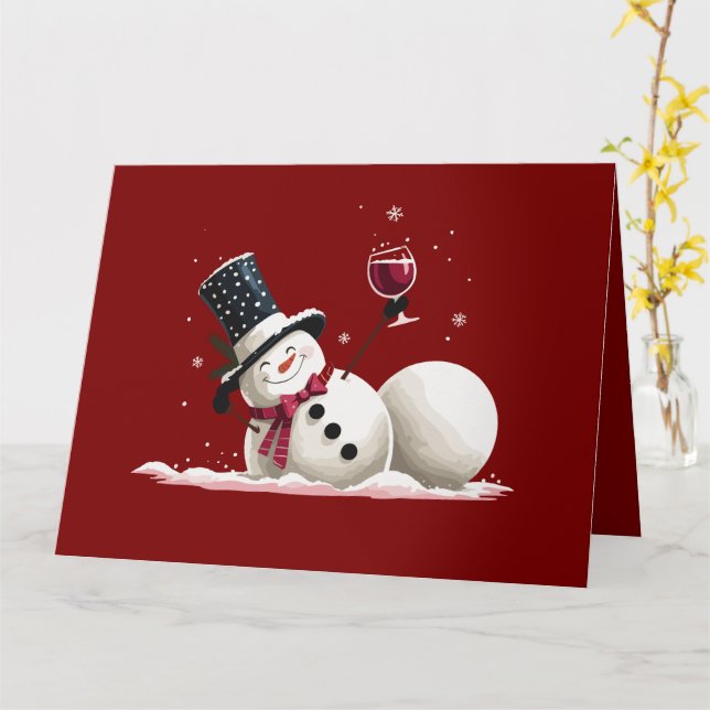 Carte Snowman Avec Vin Noël Cadeau Noël Noël Noël (Fleur jaune)