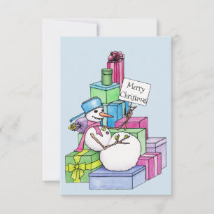 Carte Snowman chahut sur les cadeaux