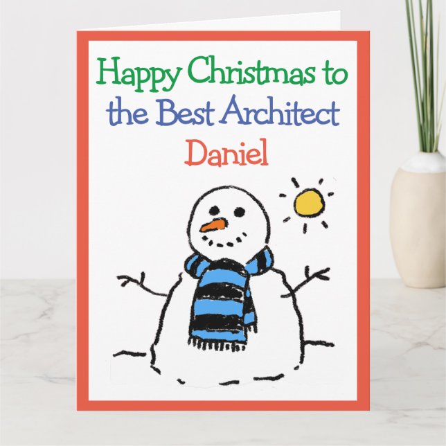 Carte Snowman Design Joyeux Noël à un architecte (Devant)