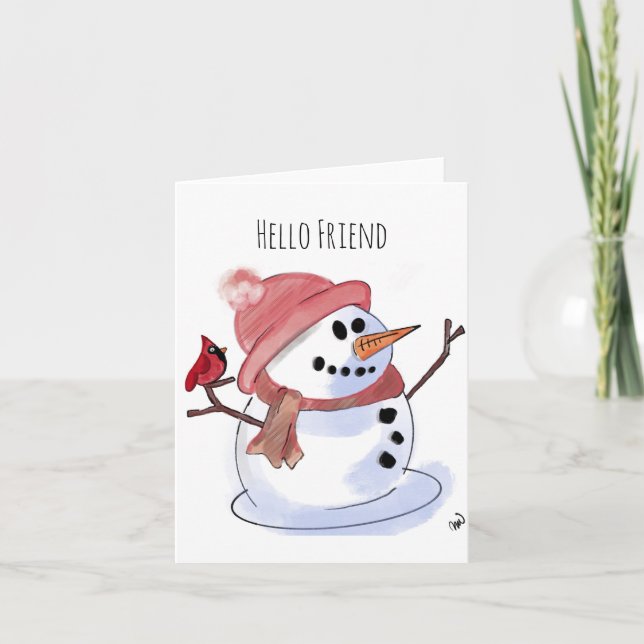 Carte Snowman et cardinal (Devant)