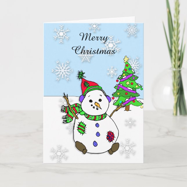 Carte Snowman et Snowflics Arbre de Noël (Devant)