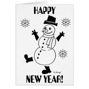 Carte Snowman "HAPPY NEW YEAR"