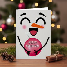 Snowman Joyeux Noël mignon visage souriant hiver