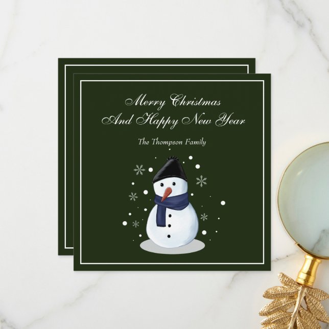 Carte Snowman Merry Christmass (Devant/Arrière en situation)