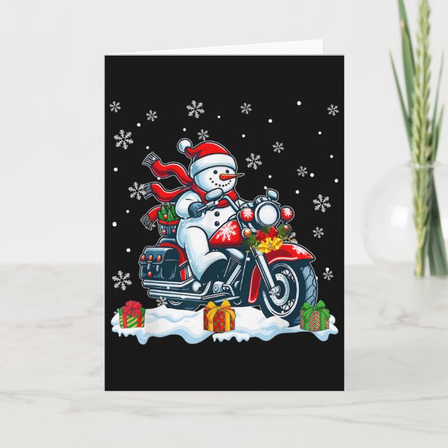 Carte Snowman Riding Motorcycle Christmas Biker Funny Te (Devant)