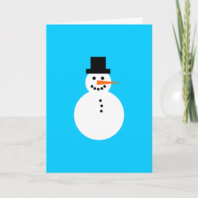 Carte Snowman Sky Blue Winter Holiday Noël Hanoukka (Devant)