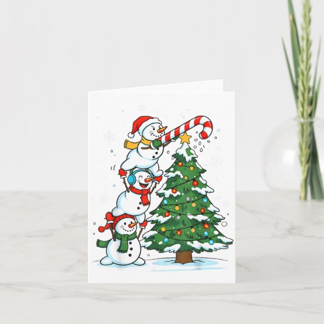 Carte Snowman Snowflake, Merry Christmas Tree, Xmas Holi (Devant)