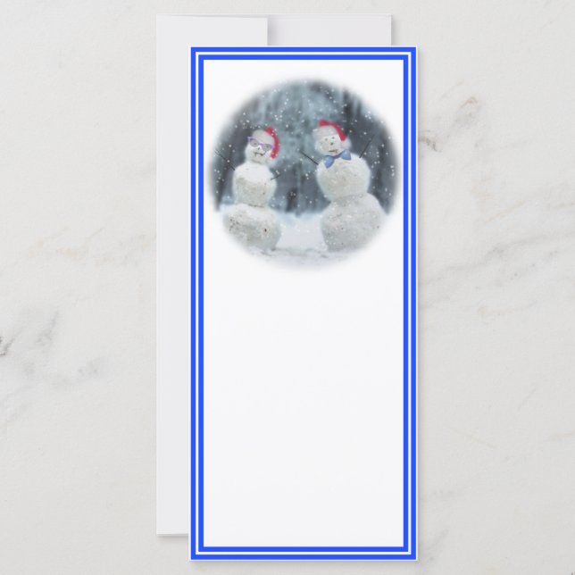 Carte Snowmen avec lunettes et chapeaux de Père Noël (Devant)