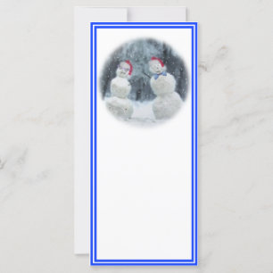 Carte Snowmen avec lunettes et chapeaux de Père Noël