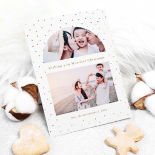 Carte Snowy Globe Faux Gold Christmas Photo Card