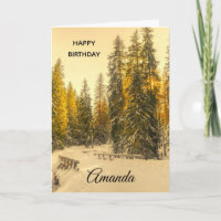 Snowy Winter Path with Pine Trees Anniversaire