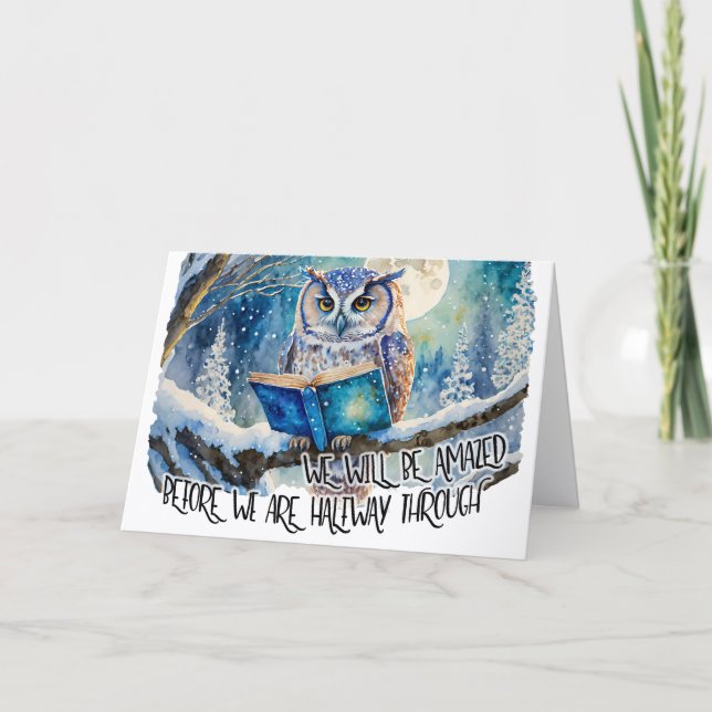 Carte Sober Owl Lecture Big Book Recovery Anniversaire (Devant)