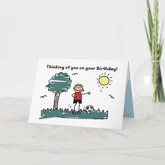 Carte Soccer Anniversaire à Garçon à l'extérieur Stick F (Devant)