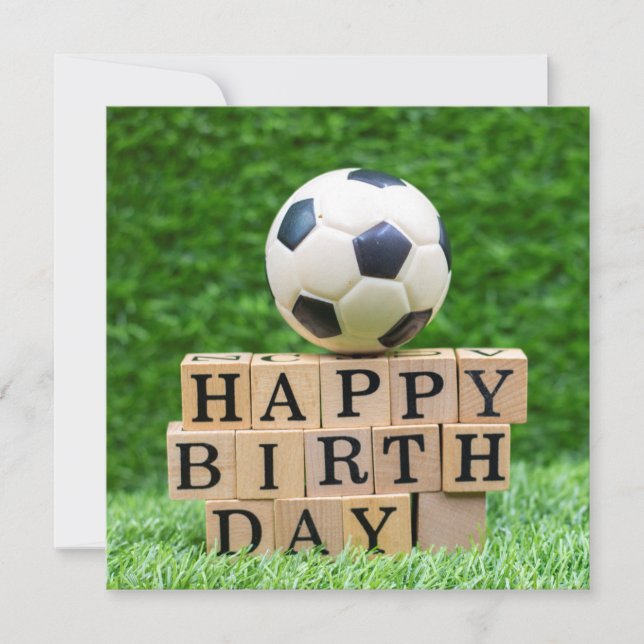 Carte Soccer Anniversaire avec balle et Joyeux mot d'ann (Devant)