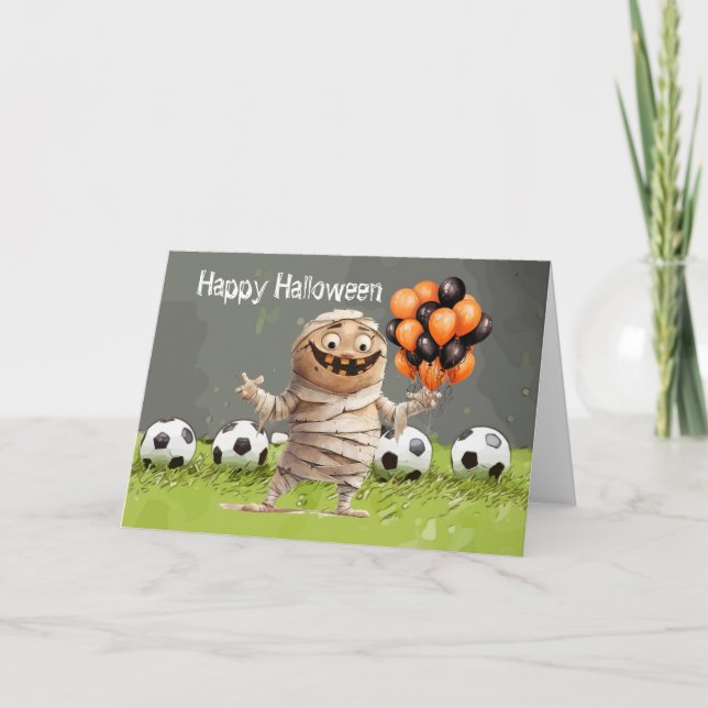 Carte Soccer Happy Halloween avec des balles (Devant)