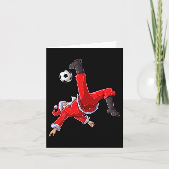 Carte Soccer Noël Père Noël Vélo Kick Xmas Garçons Homme (Devant)