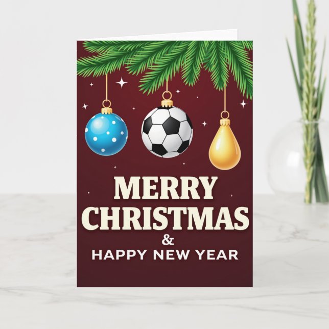 Carte Soccer Ornament Christmas Card (Devant)