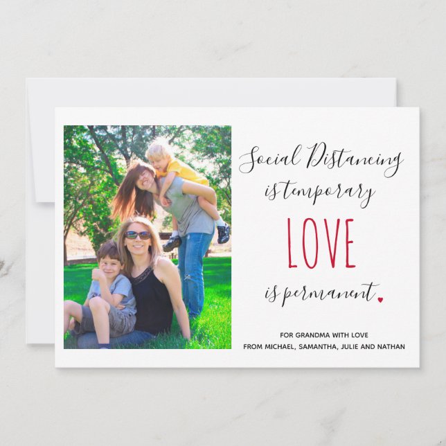 Carte Social distancing love quote accueil photo personn (Devant)