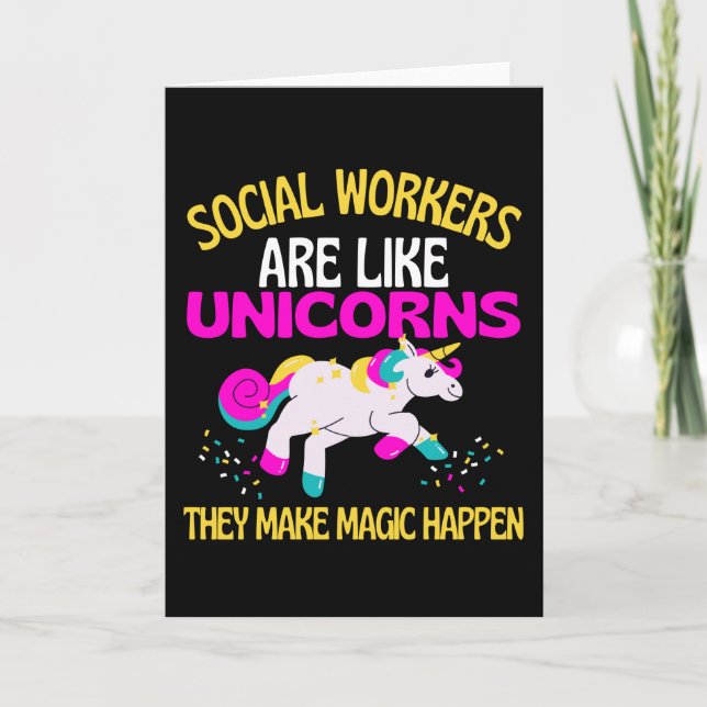 Carte Social Worker Unicorn, Magique Unicorn soignants (Devant)