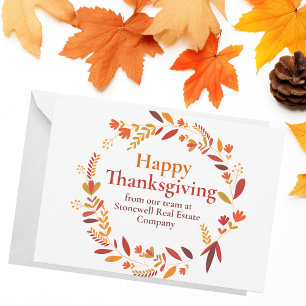 Carte Société Personnalisée Thanksgiving Belle feuille d